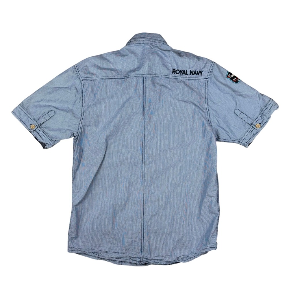 Jack & Jones Airborne Hitch Shirt Men's XL Royal Navy Military Patches Blue - Picture 2 of 11